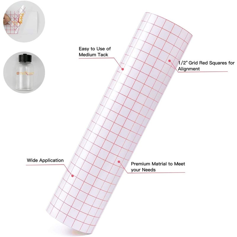 Paper 12x30' Transfer Tape Roll w/ 1 Grid-Lines