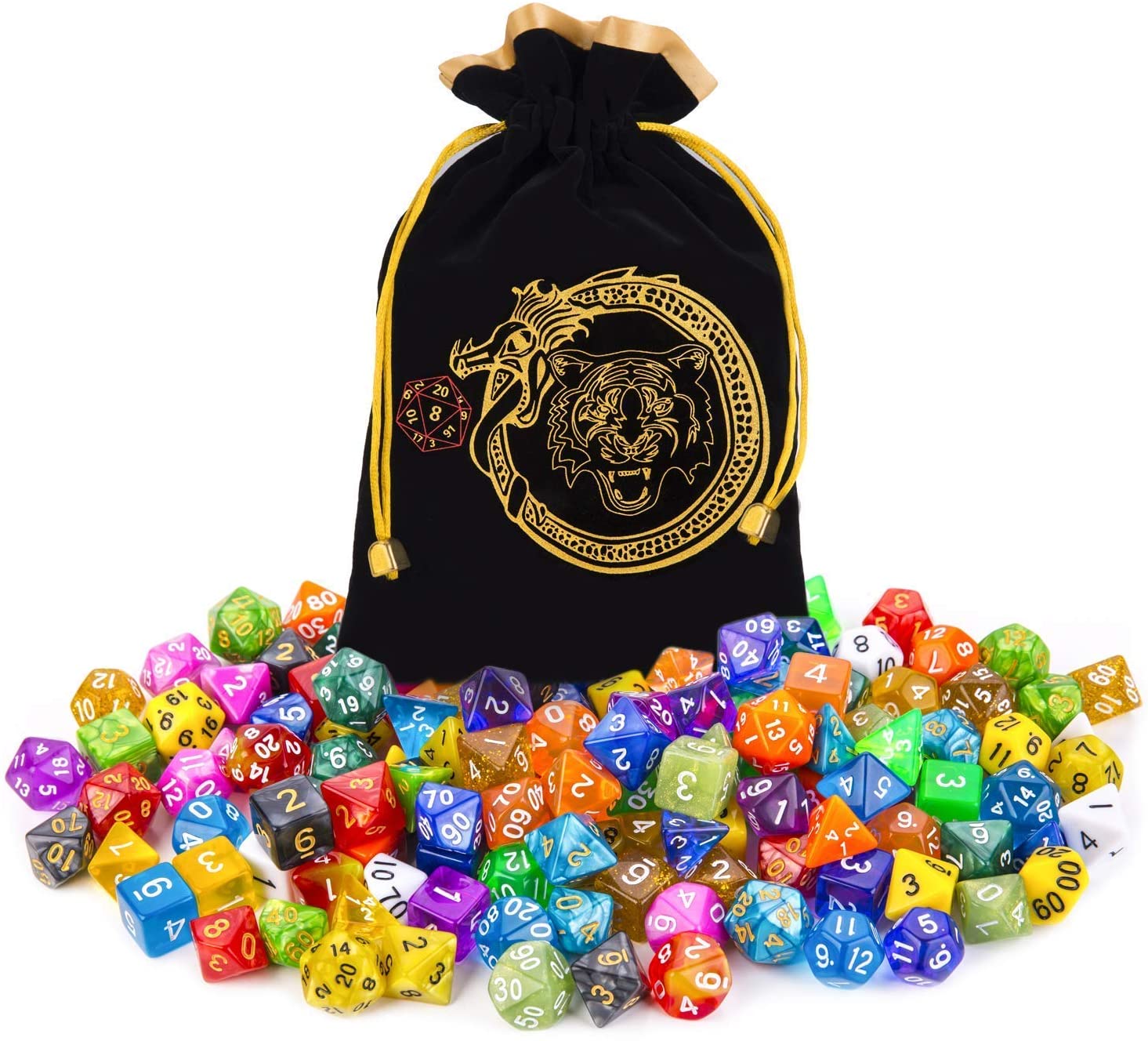 DND Dice Set, 140PCS Polyhedral Game Dice, 20 Set Double Color DND Role Playing Dice with 1 Big Pouch for Dungeon and Dragons DND RPG MTG Table Games Dice D4 D8 D10 D12 D20 …