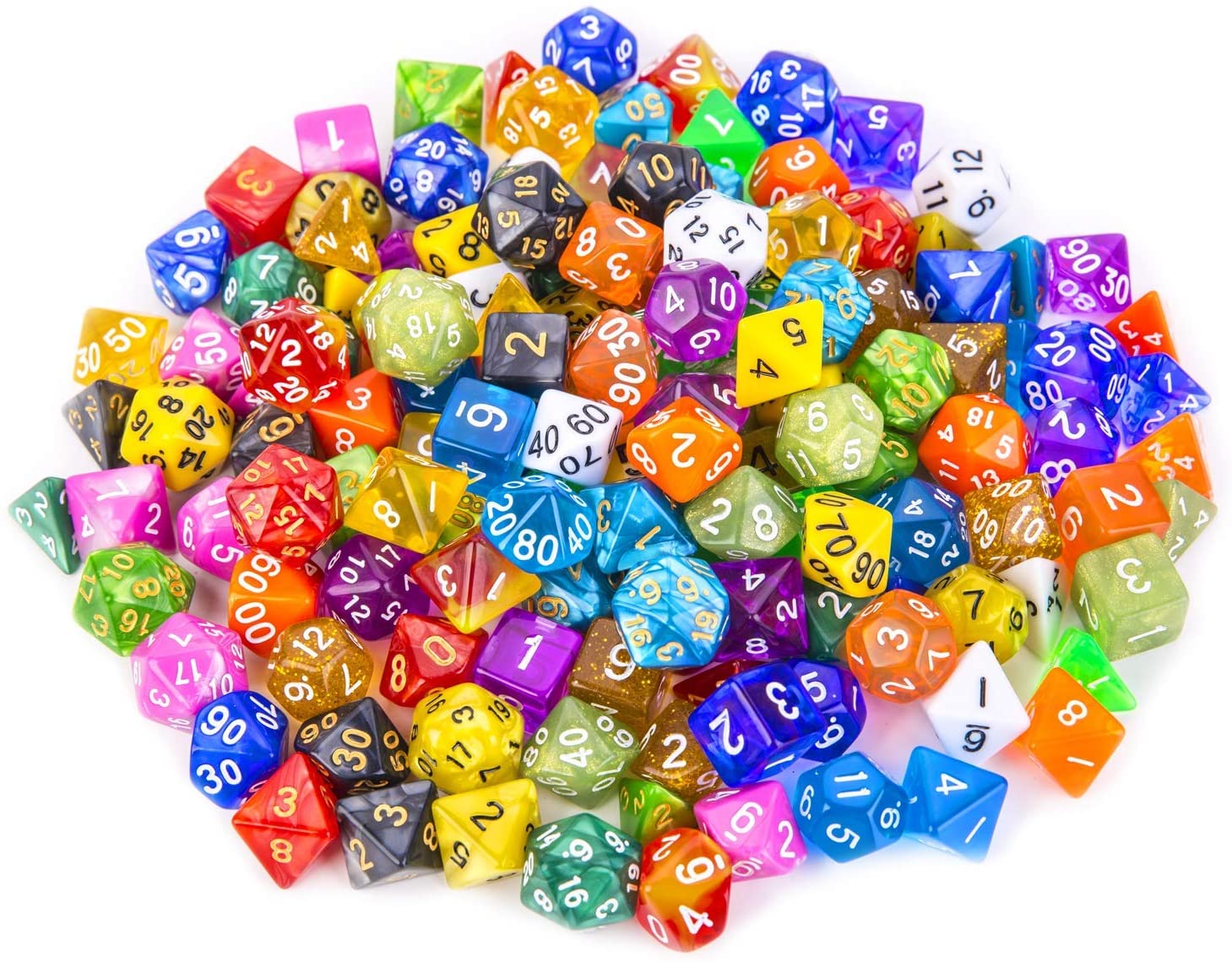 D4 D8 D10 D12 D20 20 Color DND Dice Role Playing Dice for Dungeon and Dragons DND RPG MTG Table Games Dice QMAY 140PCS Polyhedral Dice 