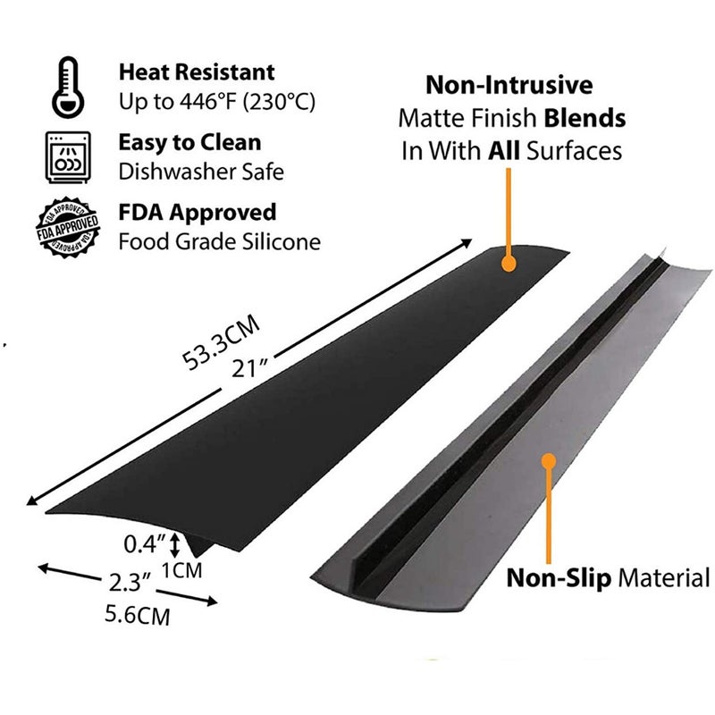 Kitchen Silicone Stove Cover, Easy Clean Heat Resistant Wide & Long Gap Filler, Seals Spills Between Counter, Stovetop, Oven, Washer & Dryer, Set of 2
