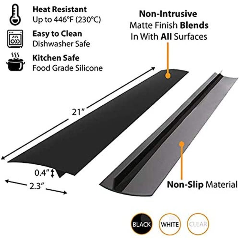 Silicone Stove Gap Covers (2 Pack), Kitchen Heat Resistant Oven Gap Filler  Seals Gaps Between Stovetop and Cooktop Counter, Easy to Clean (21 Inches