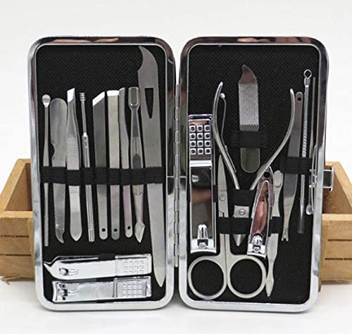 Manicure Pedicure Set Nail Clippers,20 Pieces Stainless Steel Manicure Kit, Professional Grooming Kit, Nail Tools with Luxurious Travel Case(silver)