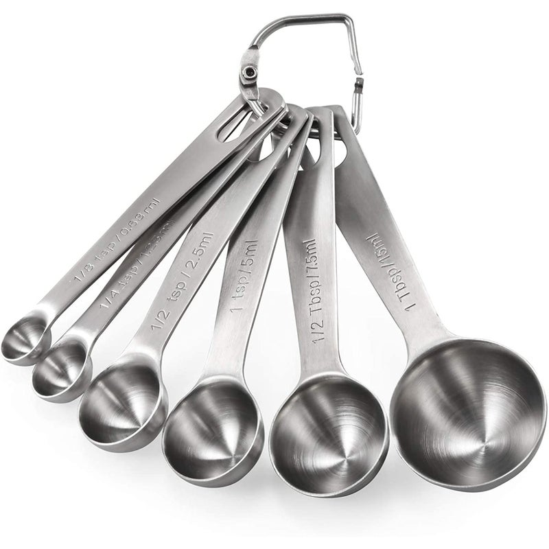 Measuring spoons, in teaspoons and tablespoons and ml, stainless steel, Fermenting