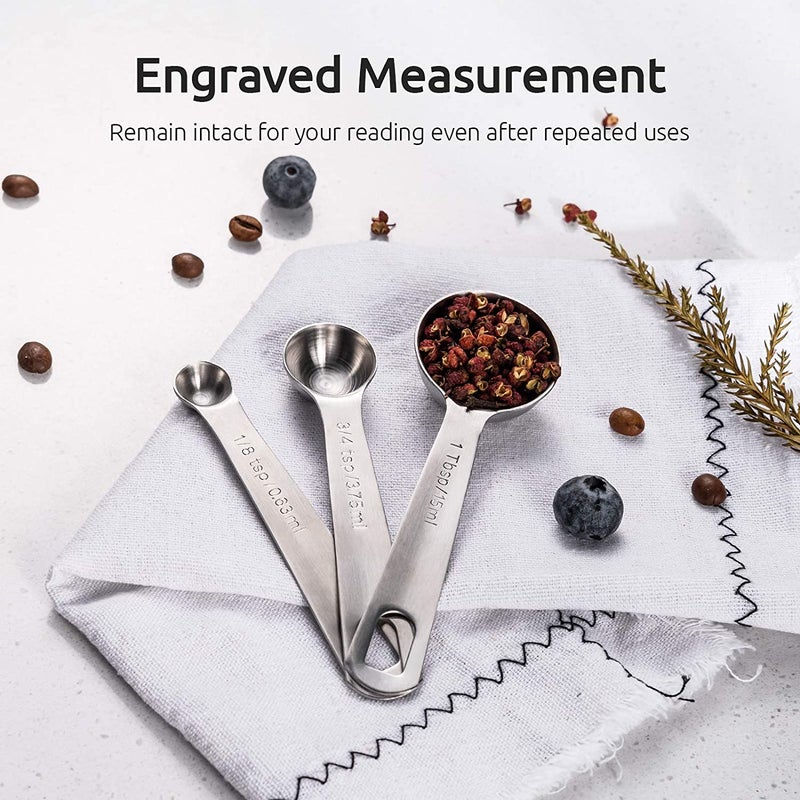 8 Pack Kitchen Magnetic Measuring Spoons, Double Sided Stainless Steel Measuring  Spoons With Measuring Ruler Coffee Soup Spoon For Liquid And Dry Ingr