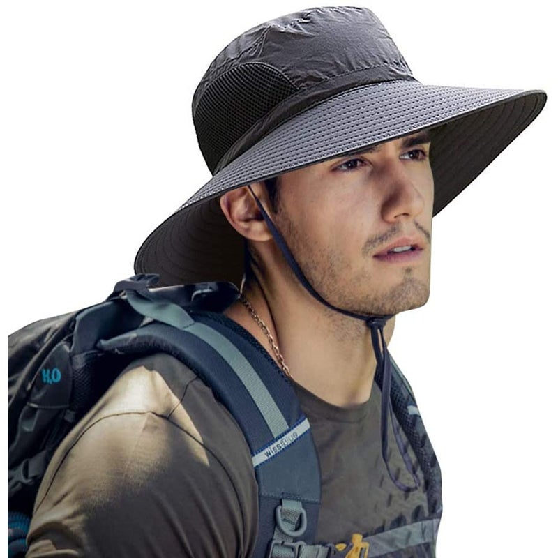 Buy Mens Sun Hat Summer Unisex Sun UV Protection Bucket Hat Outdoor  Waterproof Wide Brim Hat with Breathable Mesh and Chin Strap for Camping  Cycling Hunting Golf Hiking Fishing Hat - MyDeal