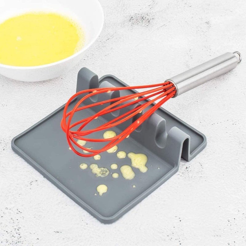 Silicone Utensil Rest with Drip Pad for Multiple Utensils