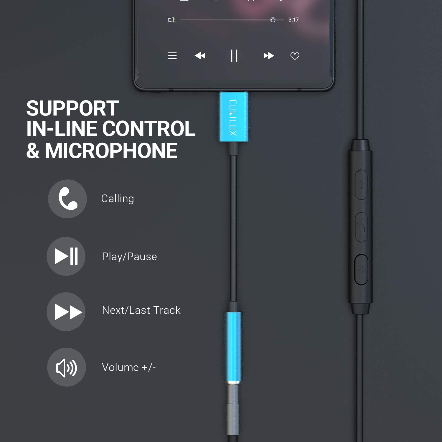USB C to 3.5mm Earphone Adapter, Type C 