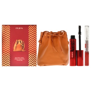 Pupa Milano Vamp! Sexy Lashes and Made to Last Lip Set For Women 3 Pc 0.40oz Vamp! Sexy Lashes Mascara - 011 Black, 2 x 0.13oz Made to Last Lip Duo - 018, Bucket Bag