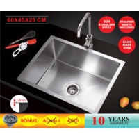 600*450*250 Handmade Stainless Steel Under/Topmount Kitchen Laundry Single Sink [44-HF6045D]
