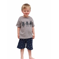 Boys PJS Sizes 3-7 Grey Robots Short Sleeve Pyjamas