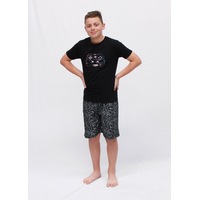 Boys PJS Sizes 8-14 Summer Cotton Short Sleeve Pyjamas Black Controller
