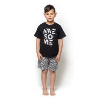 Boys PJS Sizes 8-14 Summer Cotton Short Sleeve Pyjamas Black Awesome