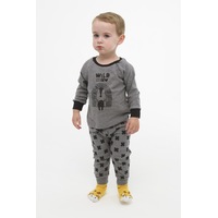Boys Sizes 0-2 Grey Animal Long Set PJS Pyjamas