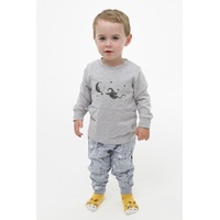 Boys Sizes 0-2 Grey Space Long Set PJS Pyjamas