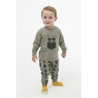 Boys Sizes 0-2 Khaki Bunny Long Set PJS Pyjamas
