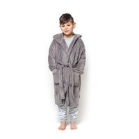 Boys Sizes 3-8 Grey Shark Hooded Dressing Gown Bath Robe