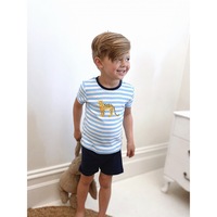 Boys Sizes 5-8 Blue Leopard Cotton Short Sleeve PJS Pyjamas HL