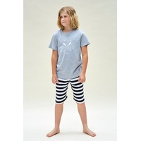 Boys Sizes 9-16 Grey Crew Baseball Cotton Short Sleeve PJS Pyjamas HL