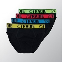 Boys Tradie 4 Pack Sizes 4-16 Cotton Underwear Briefs Plain Black Brights (SB4)