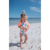 Girls Size 0-2 Bathers Rash Set Tropical Hibiscus