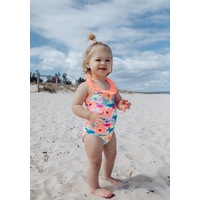 Girls Size 0-2 Bathers Swimsuit Tropical Hibiscus