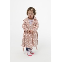 Girls Size 0-2 Pink Polka Dot Bunny Coral Fleece Dressing Gown Robe Hooded (2655)