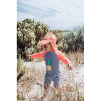 Girls Size 1-3 Bathers Full Rash Suit with Hat Pineapple