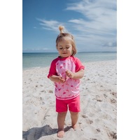 Girls Size 1-3 Bathers Rash Set Pink Flamingo