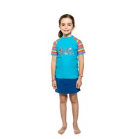 Girls Size 3-7 Bathers Rash Top Blue Hello Summer
