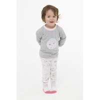 Girls Sizes 0-2 Pyjamas Long Set PJS Grey Space Moon Face