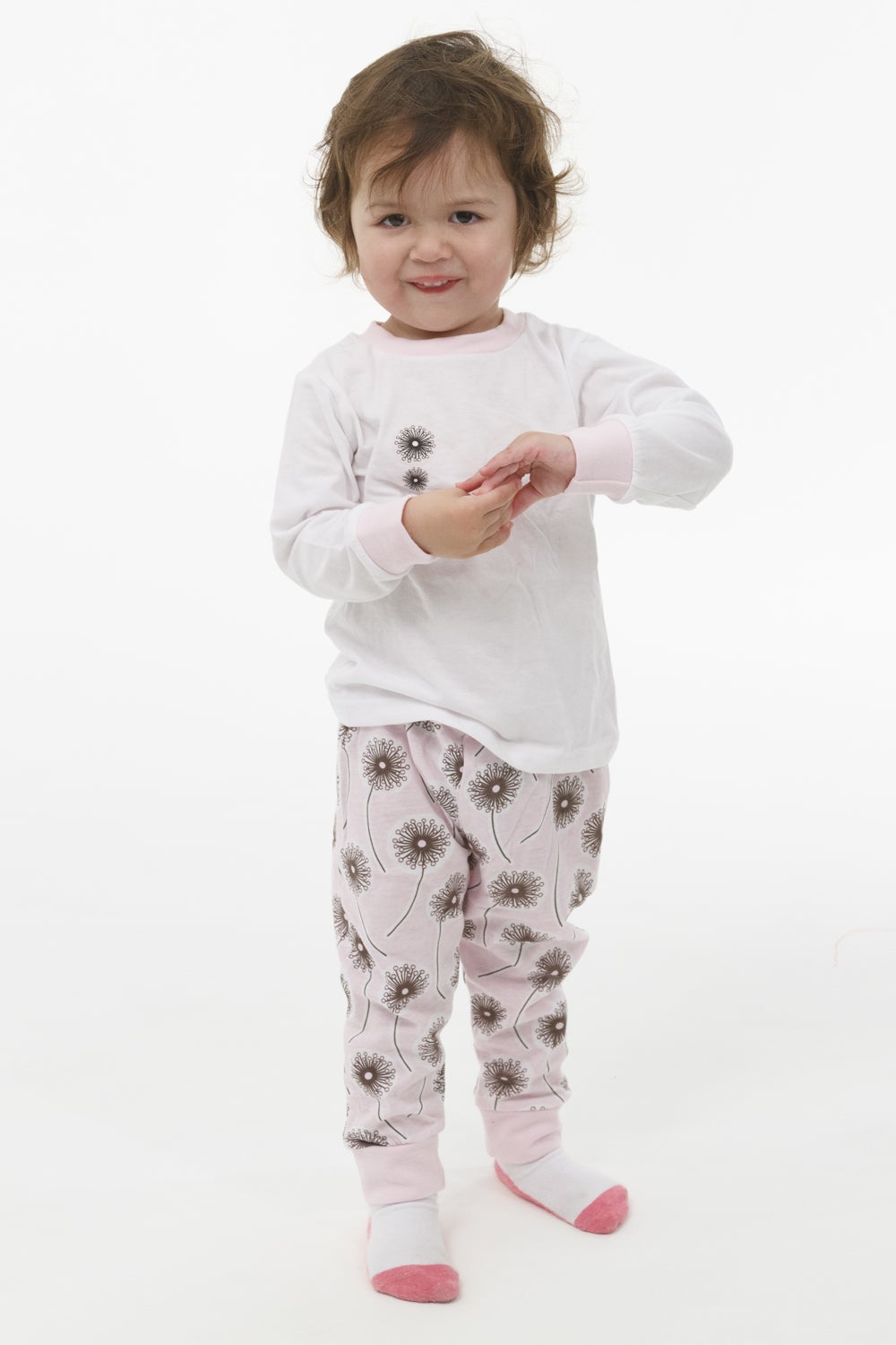 Girls Sizes 0-2 Pyjamas Long Set PJS White Love Dandelion Flower