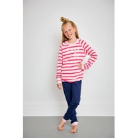 Girls Sizes 10-16 Pink Navy Cotton Long Sleeve PJS Pyjamas HL