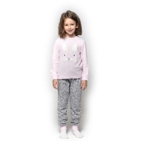 Girls Sizes 3-7 Pink Bunny Face Pyjamas Long Set PJS