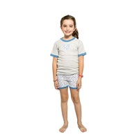 Girls Sizes 5-8 Grey Floral Cotton Short Sleeve PJS Pyjamas SB