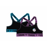 Girls Tradie 2 Pack Size 6-16 Cotton Crop Top Sports Essence Design (SJ2)