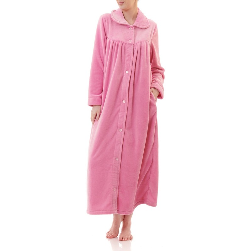 Buy Ladies Givoni Luxury Button Dressing Gown Long Robe Pink (40 Cameo