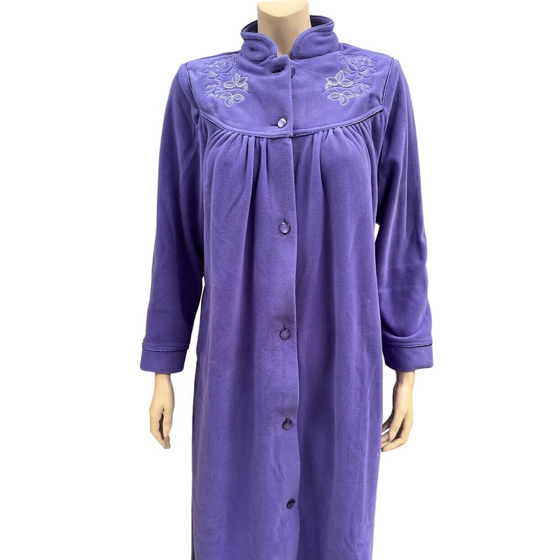 Buy Ladies Givoni Purple Violet Long Length Button Dressing Gown Bath Robe (83) MyDeal