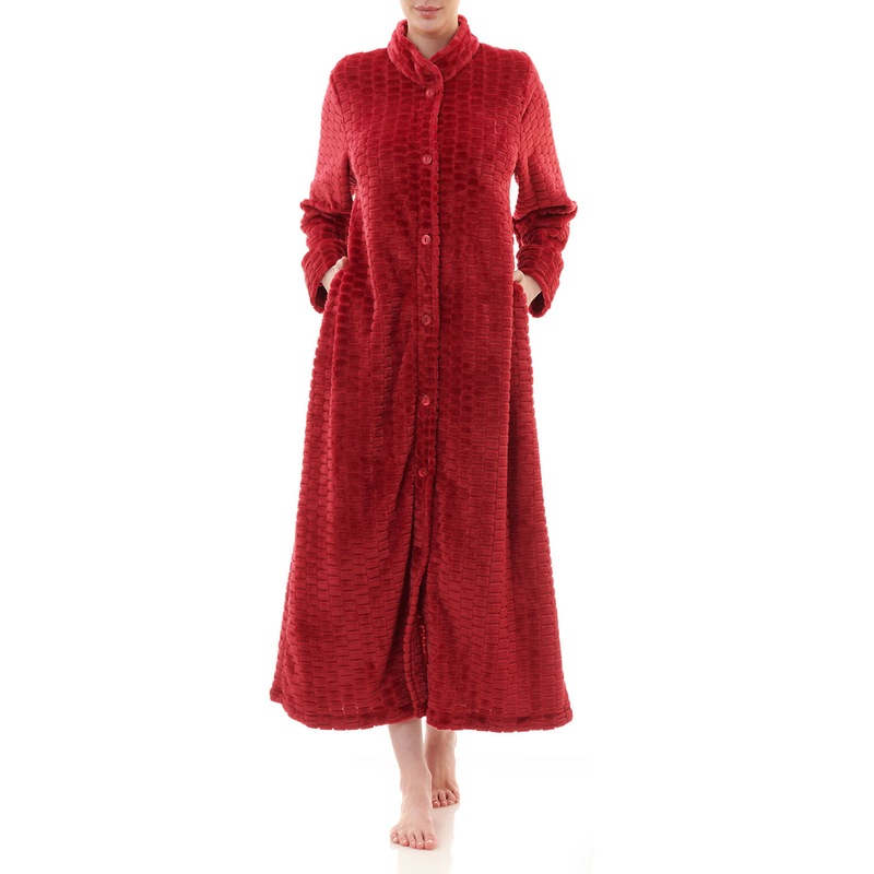 Buy Ladies Givoni Red Luxury Long Button Dressing Gown Robe (45 Ruby) MyDeal
