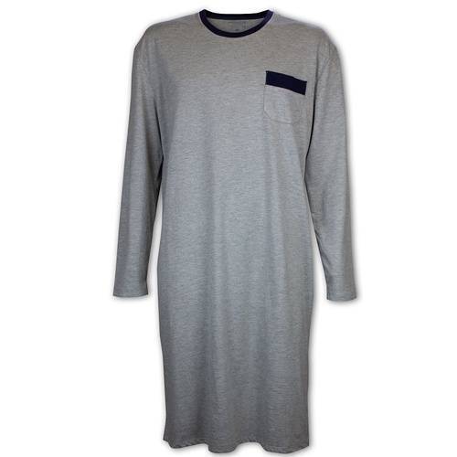 Mens Plus 3XL-7XL Pyjamas Contare Bamboo Cotton Night Shirt Long Pjs Grey 