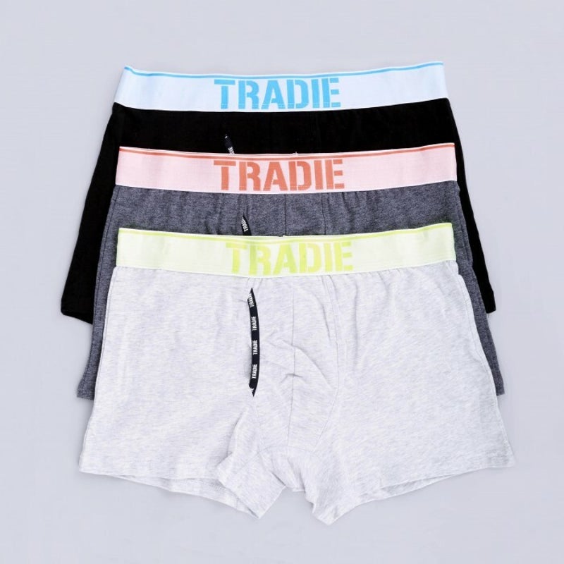 Buy Mens Tradie 3 Pack Fly Front Boxer Shorts Fitted Trunk Mixed