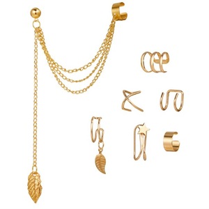7pcs Bohemian Tassel Leaf Long Ethnic Drop Earrings for Women Hanging Jewelry Gift
