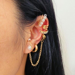 8Pcs Pearl Jewelry Ear Cuff Earrings Magnet Stud Ear Clip Gift for Friend