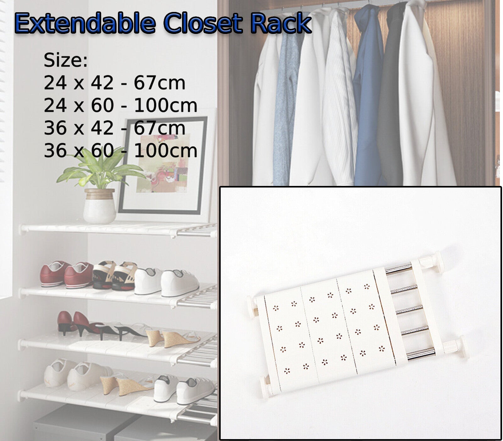 Buy Adjustable Extendable Storage Closet Kitchen Rack Wardrobe ...