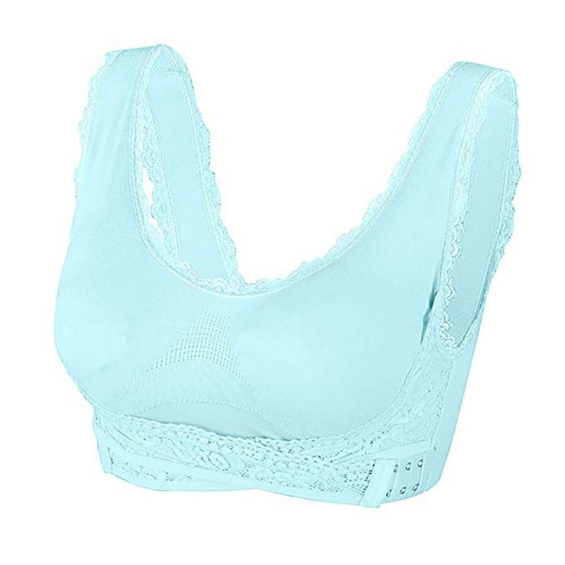 2Pcs Breathable Anti-Saggy Breasts Bra,Lady'S Sexy Lace Cozy Sleep Sports  Bra,Wireless Full Cup Vest Bra With Removable Pad. (M, Blue+Blue) :  : Clothing, Shoes & Accessories