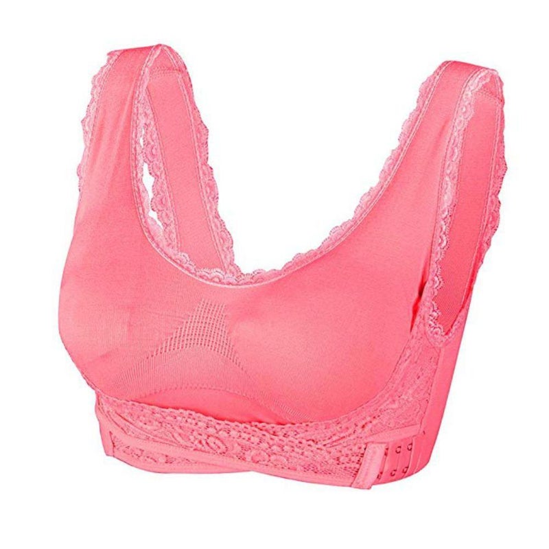 Quick Woman Size Dry Fitness Running Large Underwear with String Bras  Shockproof Women's Push up Bra (Pink, XL)