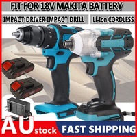 Cordless 1/2'' Wrench Hammer Drill - 1/4'' Impact Driver Suit Makita 18V Battery