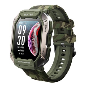 Military Rugged Dynamic Dial 5ATM Deep Waterproof Military Sports Smart Watch Fitness Activity Tracker Pedometer Heart Rate Blood Pressure Monitor