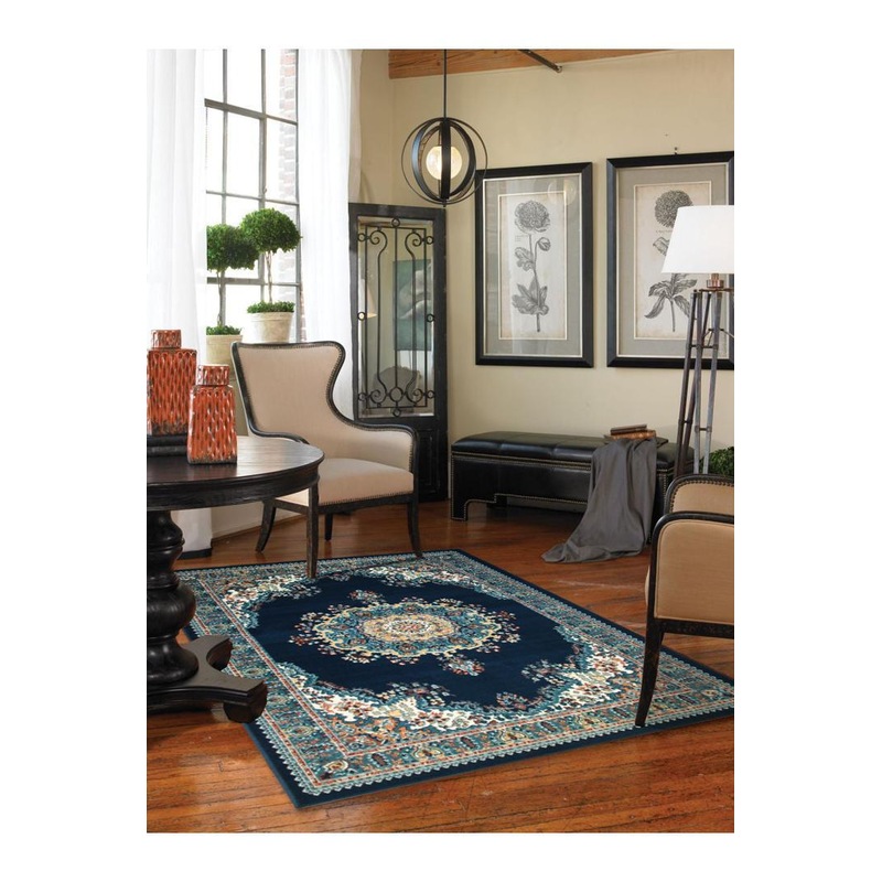 Buy Gino Traditional Medallion Rug 99NAVY by Cyrus Rugs MyDeal