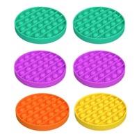 6x Kids Pop It Push Bubble Sensory Stress Relief Toy - 2x Green & 2x Purple & 1x Yellow & 1x Orange
