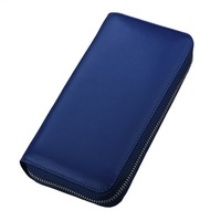 Large Capacity Credit Card Wallet - Leather Secure RFID Wallet for Women 36 Slots- Dark Blue